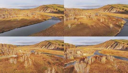 快进X10 航拍大兴安岭金色秋天高清在线视频素材下载