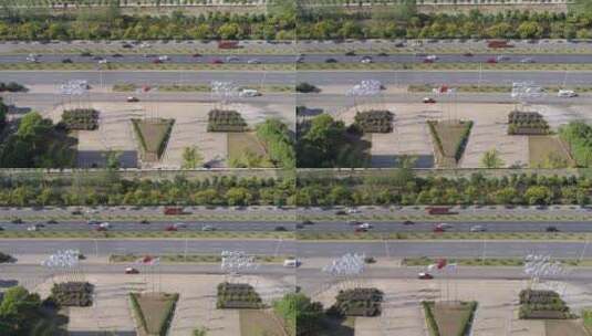 武汉光谷生物城国旗道路航拍高清在线视频素材下载