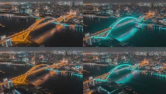 上海_卢浦大桥_航拍夜景延时_后移4K高清在线视频素材下载
