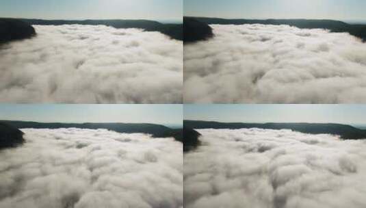 覆盖山谷的低空厚云高清在线视频素材下载