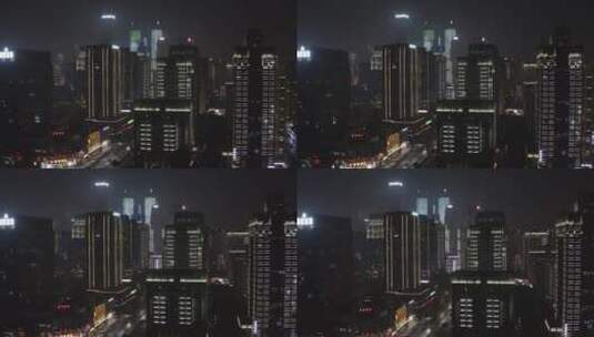 夜晚城市商业楼夜景航拍高清在线视频素材下载