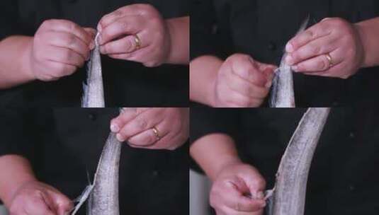 处理清洗带鱼 (3)高清在线视频素材下载