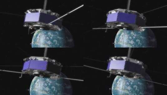 卫星在地球轨道上旋转高清在线视频素材下载