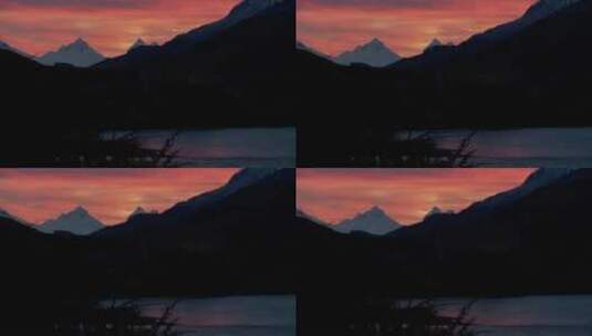 美丽的日落时分山脉的剪影高清在线视频素材下载