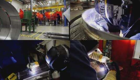工人在工厂组装和焊接微涡轮机高清在线视频素材下载