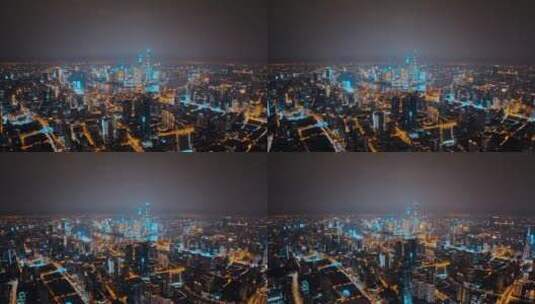 上海CBD夜景航拍风光高清在线视频素材下载
