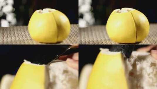【镜头合集】剥开的柚子和完整的柚子皮高清在线视频素材下载