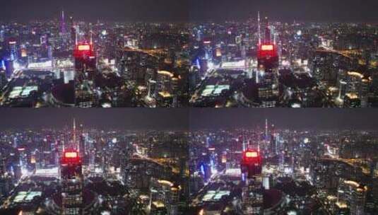2022广州天河航拍中信广场珠江新城夜景延时高清在线视频素材下载