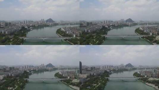 4K 航拍 广西 柳州 柳江 大桥 交通高清在线视频素材下载