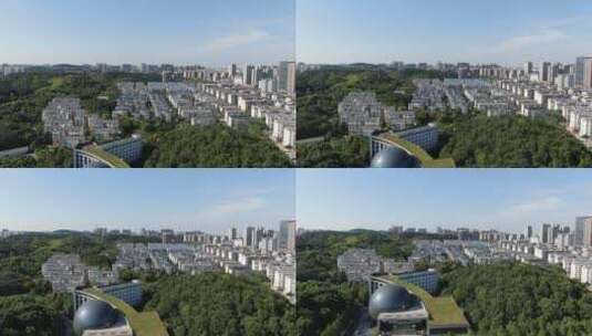 航拍湖北咸宁城市风光地标建筑高清在线视频素材下载