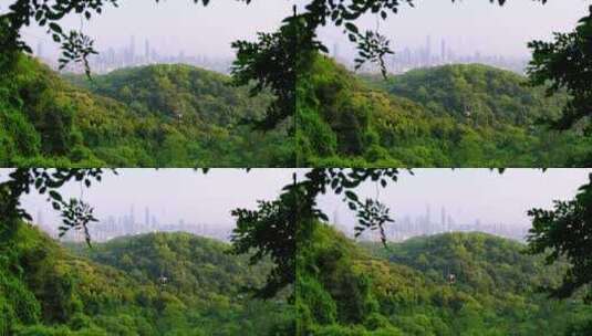 广州绿色山林自然风光与旅游索道缆车高清在线视频素材下载
