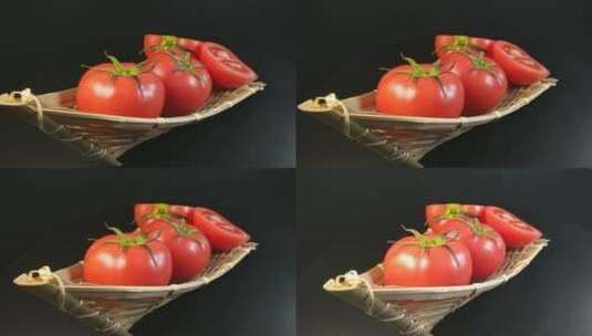 番茄西红柿美食食材4K实拍视频高清在线视频素材下载
