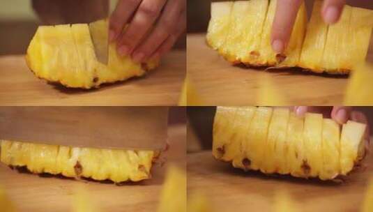 【镜头合集】菜刀给菠萝去皮高清在线视频素材下载
