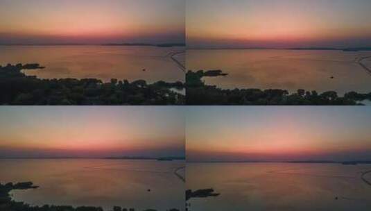 太湖湖面夕阳西下4K实拍素材高清在线视频素材下载