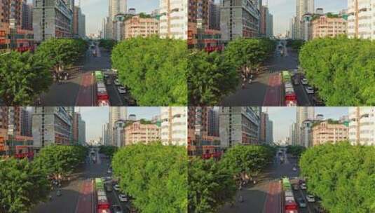 广西南宁城市公交BRT道路航拍高清在线视频素材下载