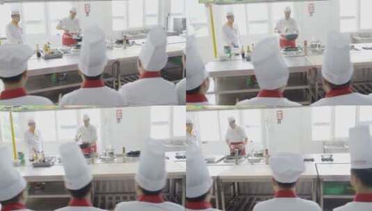 厨师现场教做饭高清在线视频素材下载