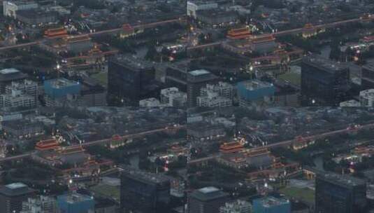 西安城市夜景西安风光航拍西安永宁门高清在线视频素材下载