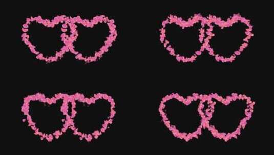 4K心心相印粉红花瓣粒子通道视频2高清在线视频素材下载