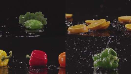 水果蔬菜创意掉落餐厅饭店广告宣传片高清在线视频素材下载
