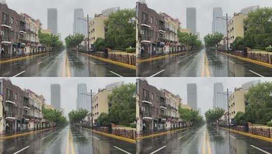 上海封城中的雨天街道高清在线视频素材下载
