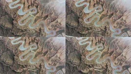 甘肃黄河石林国家地质公园悬崖盘山公路高清在线视频素材下载