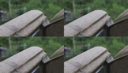 下雨场景，旗袍女孩打伞撑在雨中，雨滴落下高清在线视频素材下载