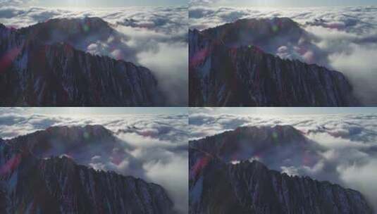 四川巴郎山的雪山云海航拍自然风景高清在线视频素材下载