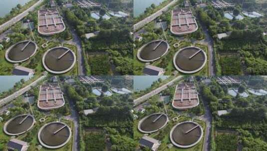 航拍杭州建德污水处理厂高清在线视频素材下载
