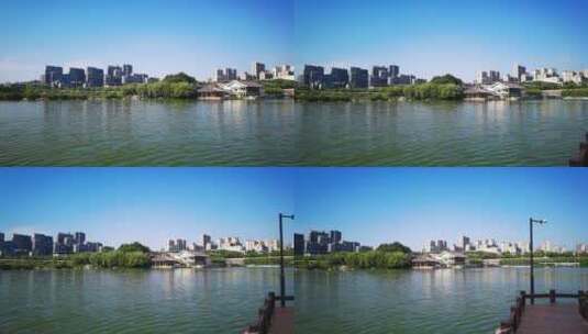 4K高清实拍西安曲江池南湖公园优美风景高清在线视频素材下载