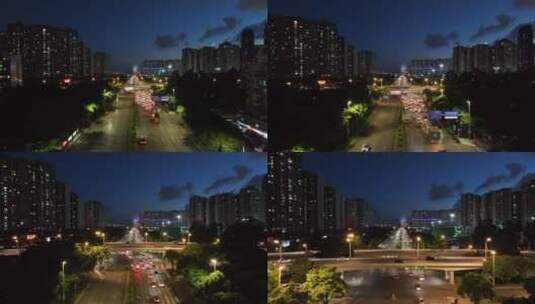 新安街道公路夜景高清在线视频素材下载