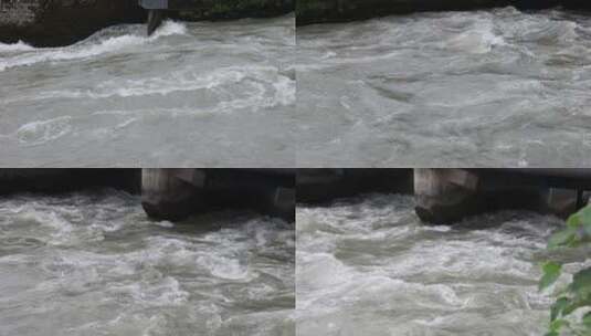 洪水过境 涨水泄洪4k升格实拍高清在线视频素材下载