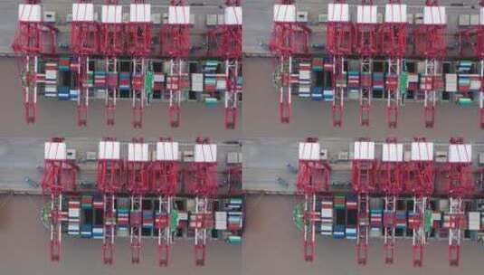 航拍上海港口集装箱码头高清在线视频素材下载