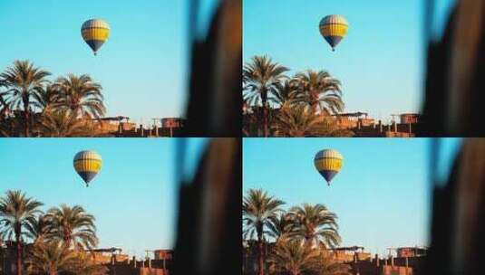 乡村上空的热气球高清在线视频素材下载