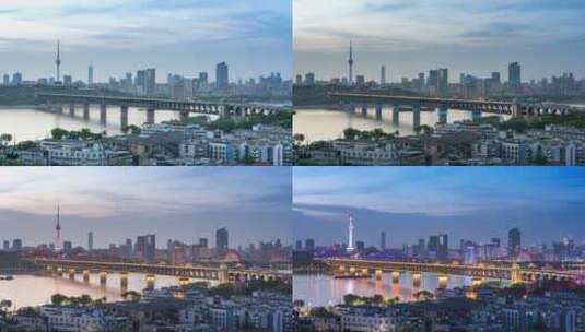 中国湖北武汉长江大桥延时高清在线视频素材下载