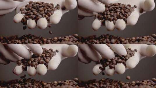手拿咖啡豆高清在线视频素材下载
