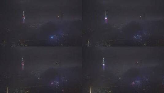 广东省广州市市中心城市夜景航拍高清在线视频素材下载