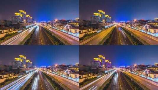 北京城市天际线与高速公路车流高清在线视频素材下载