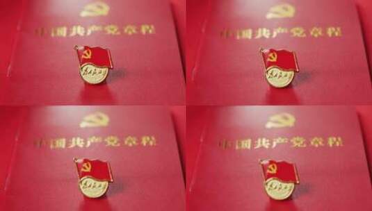 党徽建党100年和红色党章程高清在线视频素材下载