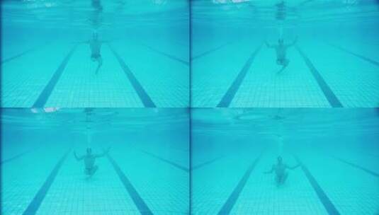 游泳池中的运动员高清在线视频素材下载