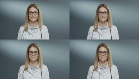 年轻美丽的女医生特写肖像高清在线视频素材下载