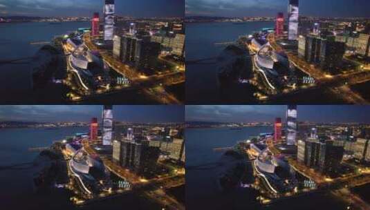 苏州湾夜景航拍高清在线视频素材下载