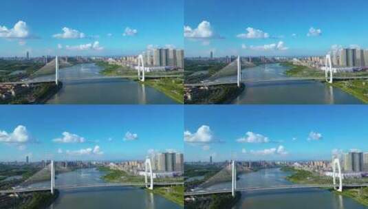 广西绿城南宁邕江风景航拍青山大桥江景高清在线视频素材下载