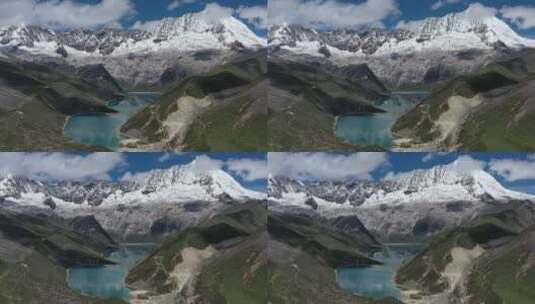 西藏白玛林措库拉岗日雪山航拍高清在线视频素材下载
