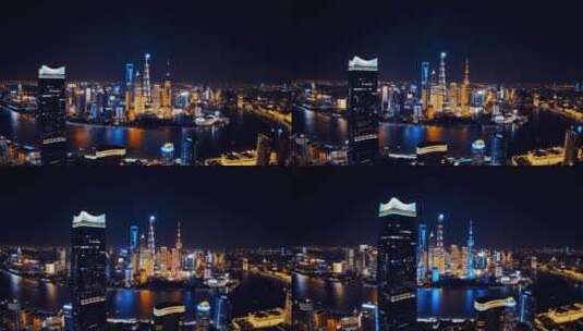 上海白玉兰夜景环绕航拍高清在线视频素材下载