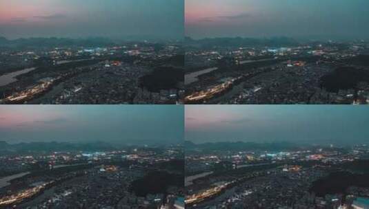 4k航拍桂林城市日转夜延时高清在线视频素材下载