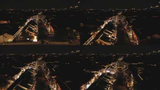 航拍苏州七里山塘街夜景高清在线视频素材下载