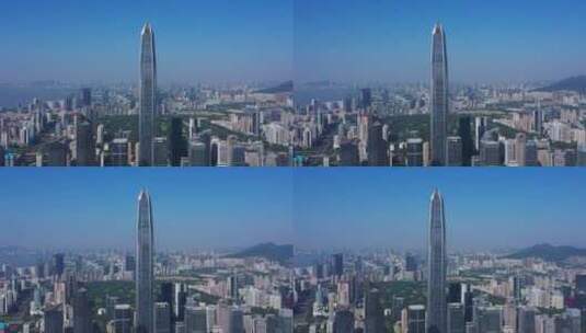 深圳福田平安金融中心中景航拍左环绕高清在线视频素材下载