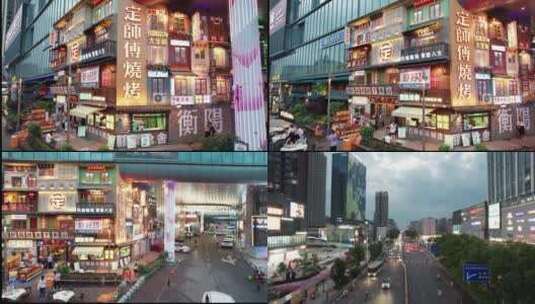 航拍衡阳市船山大道商业区文化墙4k合集高清在线视频素材下载