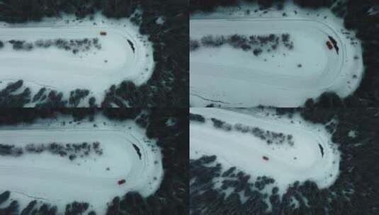 冬天喀纳斯雪景航拍高清在线视频素材下载