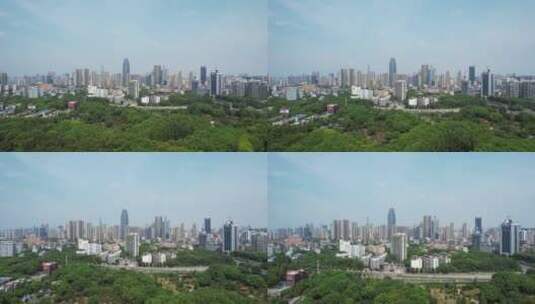 航拍城市绿化公园都市风景与天际线高楼群高清在线视频素材下载